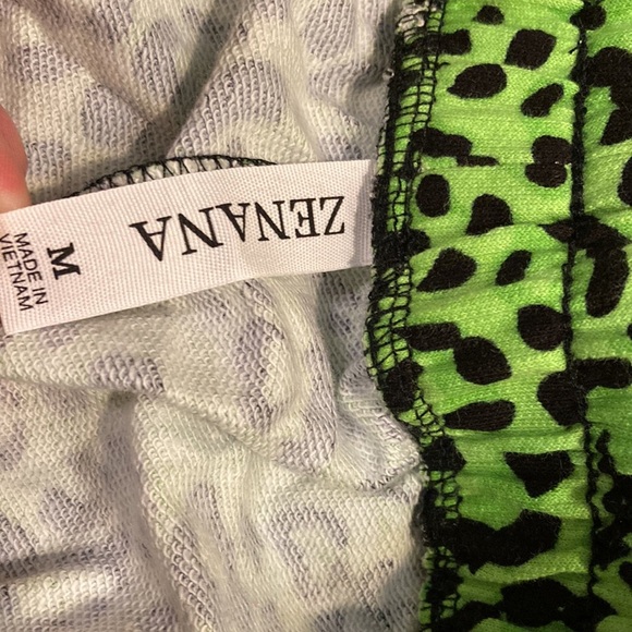 NWT Set French Terry Green Leopard Jogger & Sweatshirt Sz M - Picture 11 of 14